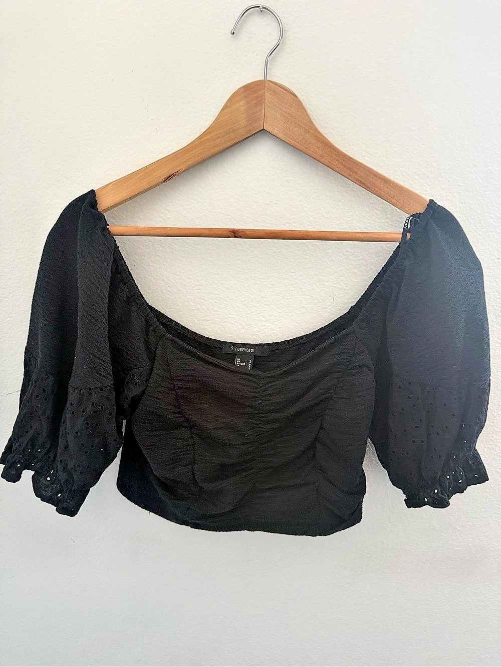Forever 21 Black Puff Sleeve Blouse